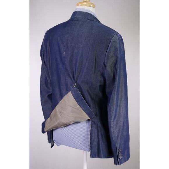 Enzo Belardi Light Blue Iridescent Chambray Blue Tencel Cotton Blazer Jacket 42R - Picture 7 of 9